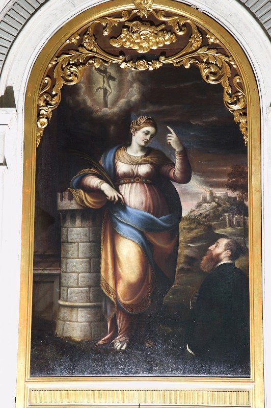 Gambara L. (1558), Santa Barbara e un devoto