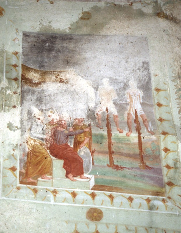 Ambito romano sec. XVII, San Sebastiano davanti agli imperatori romani