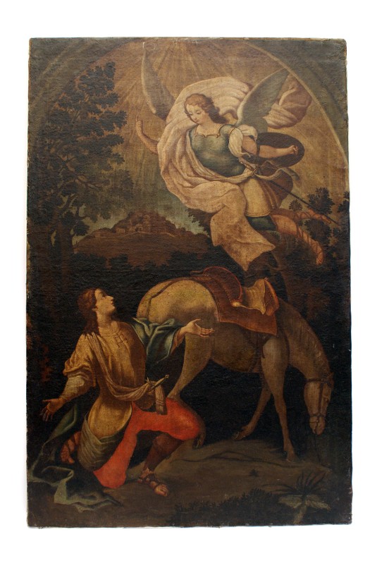 Bott. senese sec. XVII, San Michele arcangelo appare a San Galgano