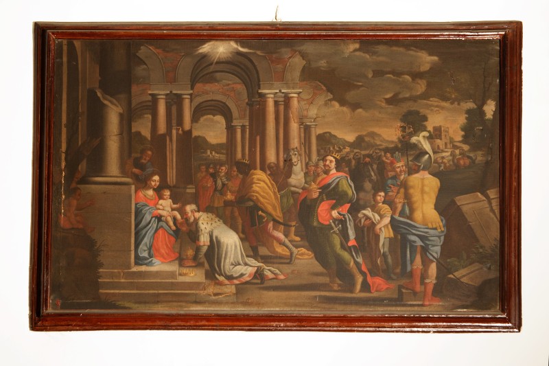 Ambito napoletano secc. XVII-XVIII, Adorazione dei Magi in olio su tela