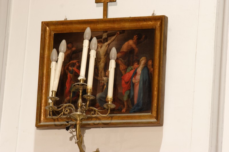 Ambito napoletano sec. XVIII, Gesù Cristo morto in croce in olio su tela