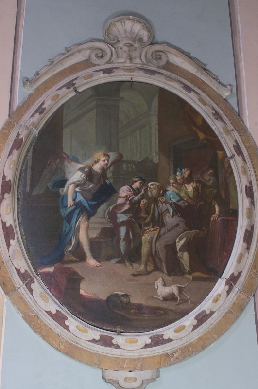 Diano G. sec. XVIII, Tobia ridona la vista al padre in olio su tela