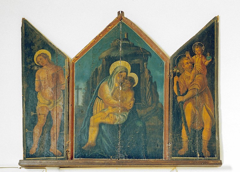 Pittore abruzzese sec. XV, Trittico con Pietà e Santi