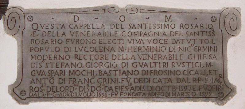 Bott. toscana (1599), Lapide del Rosario