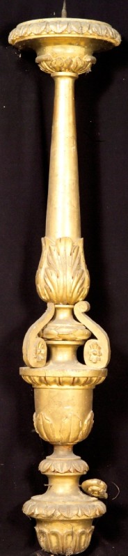 Ambito italiano sec. XIX, Candelabro processionale in legno dorato 3/4