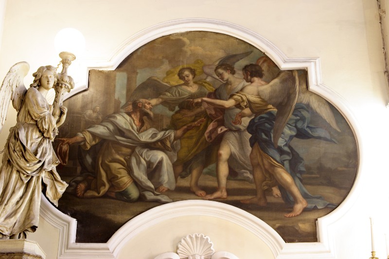 Di Spigna A. prima metà sec. XVIII, Abramo e i tre angeli in olio su tela