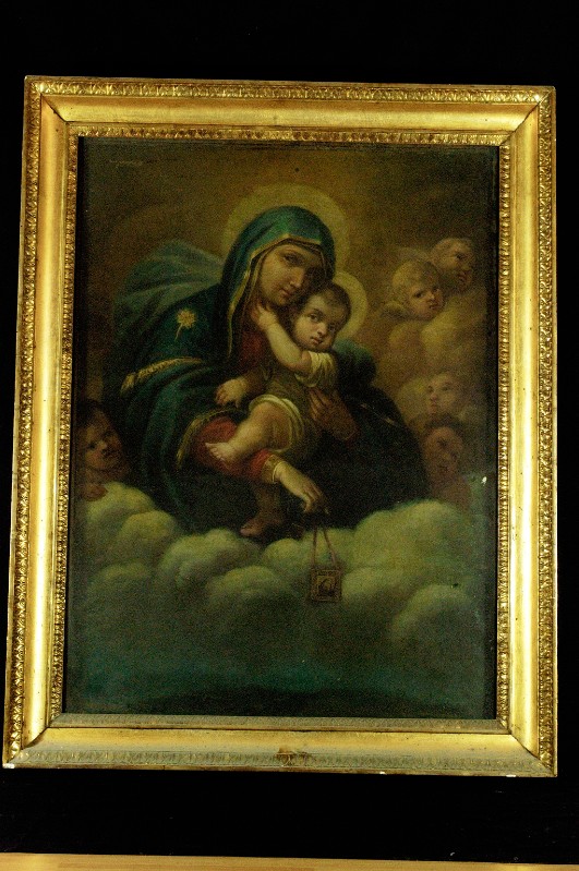 Ambito napoletano sec. XVIII, Madonna del Carmelo in olio su tela