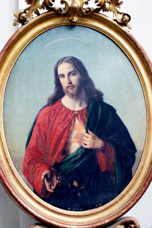 Ambito napoletano sec. XVIII, Sacro Cuore di Gesù in olio su tela