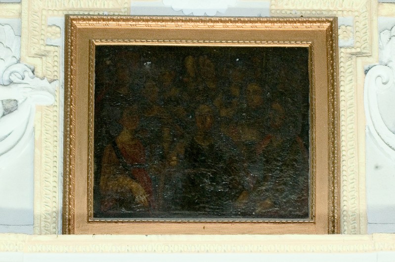 Ambito napoletano sec. XVII, Madonna con Gesù Bambino e santi in olio su tela