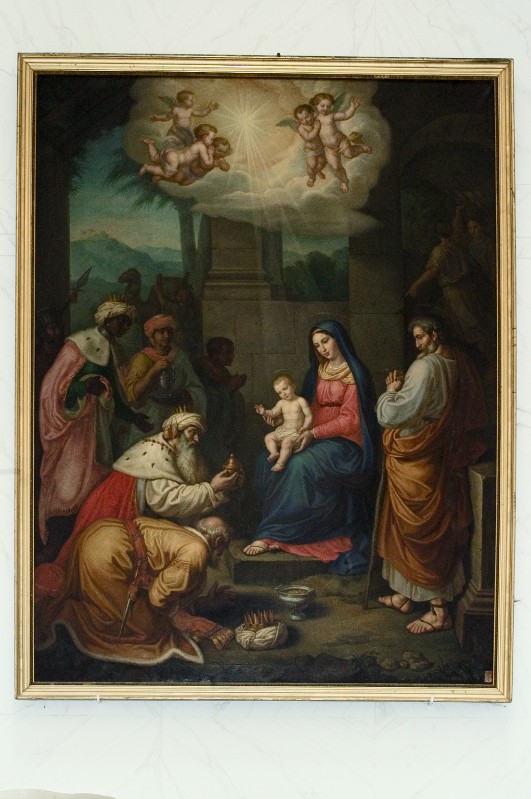 Postiglione R. sec. XIX, Adorazione dei Magi in olio su tela