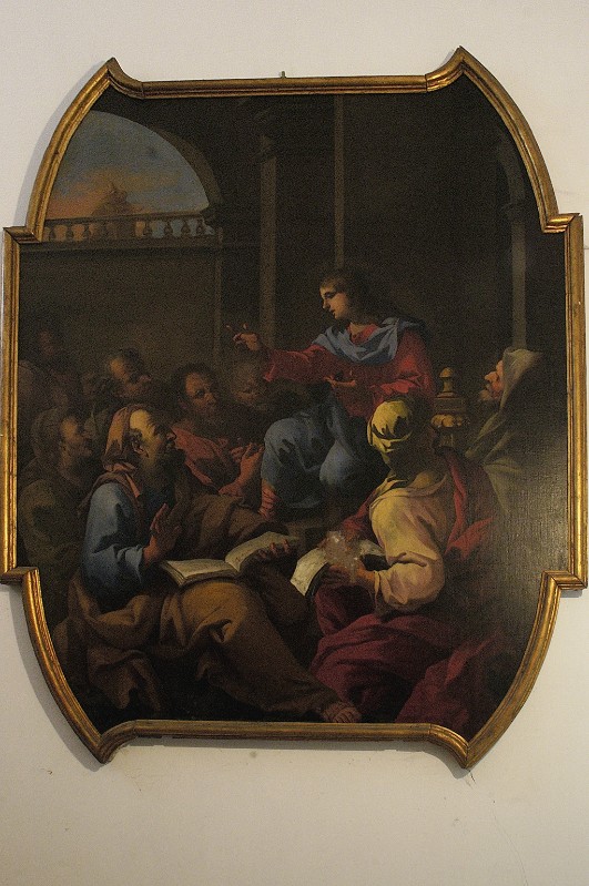 Del Po P. terzo quarto sec. XVII, Gesù nel tempio tra i dottori in olio su tela