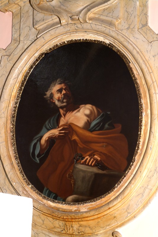 Scuola di Solimena F. sec. XVIII, San Pietro in olio su tela