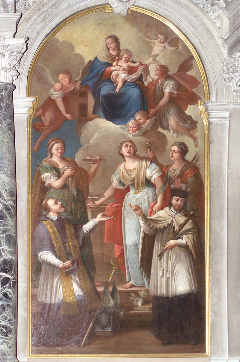 Cortesi G. fine/inizio sec. XVII-XVIII, Madonna con Gesù in gloria e Santi