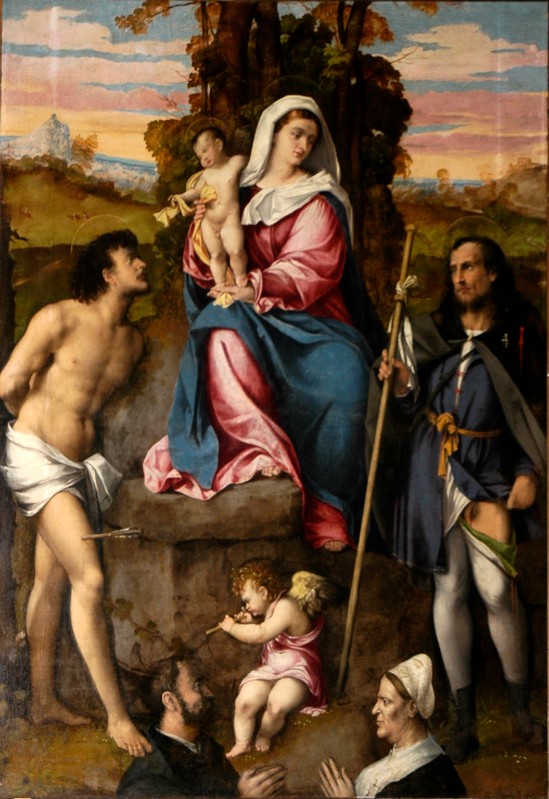 Corte C. sec. XVI, Madonna con Bambino San Sebastiano San Rocco e committenti