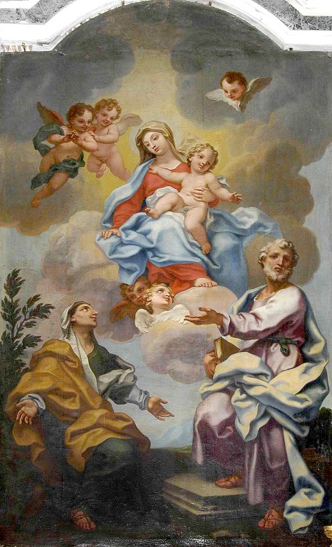 Piola P.G. sec. XVIII, Vergine col Bambino tra i Santi Anna e Gioacchino