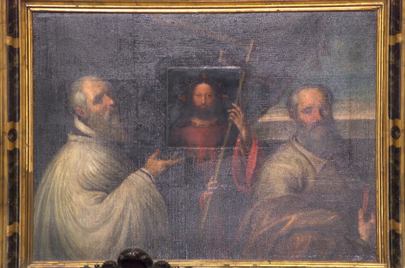 Ambito fiammingo e ambito veneto sec. XV-XVI, Cristo Gesù tra due ritratti