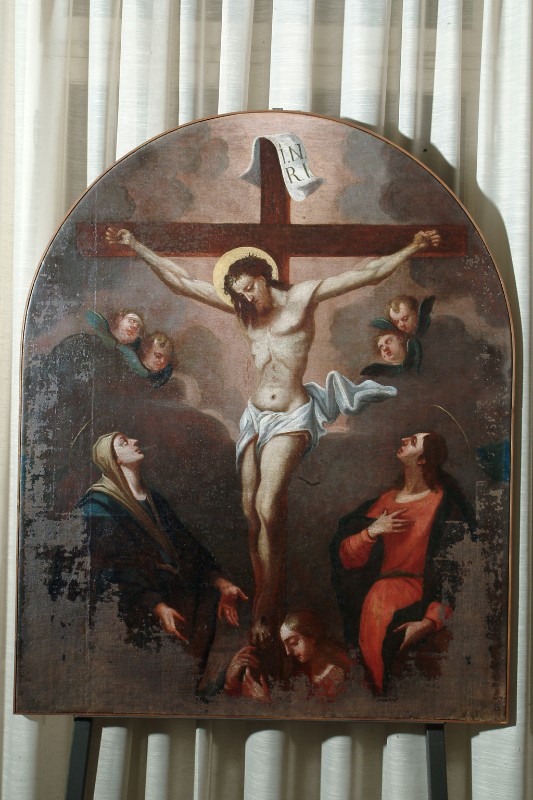 Ambito veneto sec. XVIII, Gesù Cristo crocifisso tra la Madonna e San Giovanni