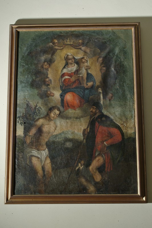 Scuola di Dal Ponte J. sec. XVI, Madonna tra San Sebastiano e San Rocco