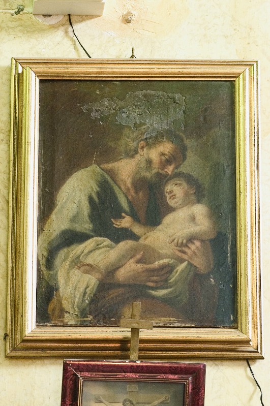 Ambito napoletano sec. XVIII, San Giuseppe con Gesù Bambino in olio su tela