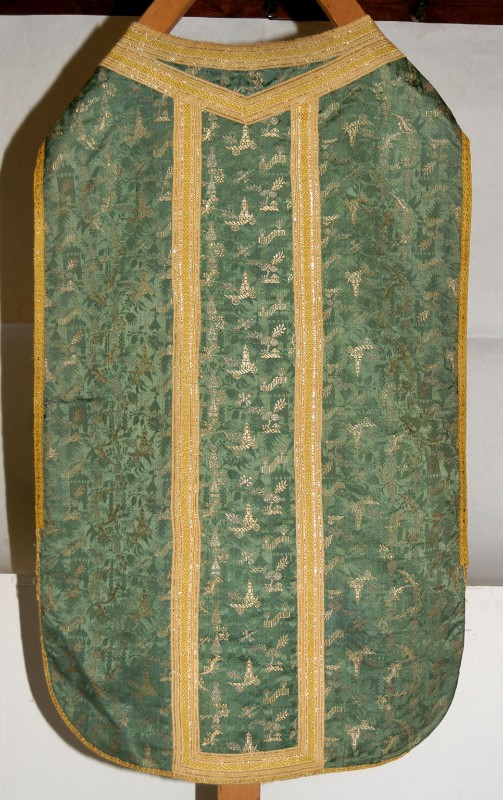 Manif. veneziana sec. XVII, Pianeta verde con disegno ispirato alla cineseria