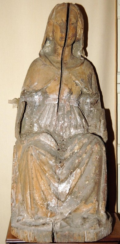 Bottega abruzzese secc. XV-XVI, Statua Madonna in trono