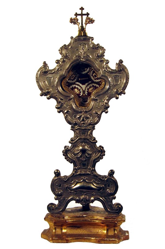 Bott. toscana sec. XVIII, Reliquiario in argento con volute di San Romano