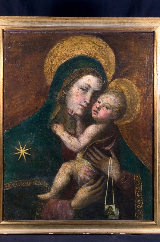 Ambito napoletano sec. XVII, Madonna del Carmelo in olio su tela