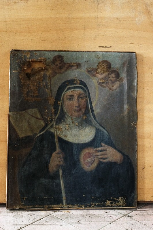 Ambito napoletano sec. XIX, Santa Gertrude di Helfta in olio su tela