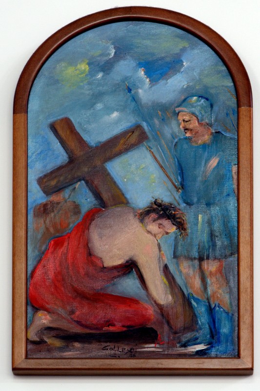 Collesei C. (1986), Gesù Cristo cade la seconda volta in olio su tela