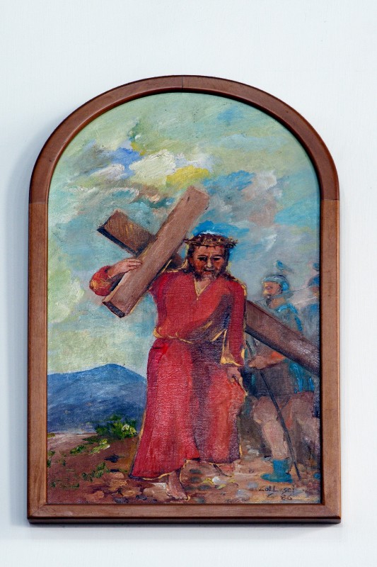 Collesei C. (1986), Gesù Cristo caricato della croce in olio su tela