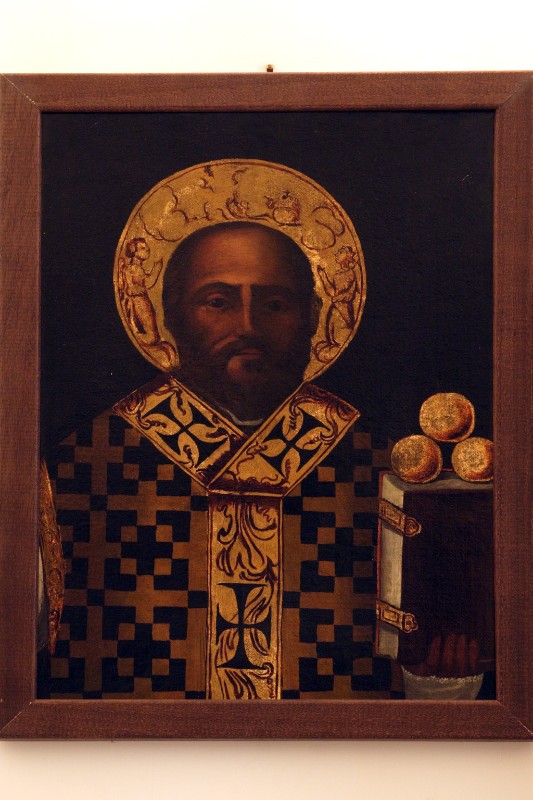 Ambito dell'Italia meridionale sec. XVIII, San Nicola da Bari in olio su tela