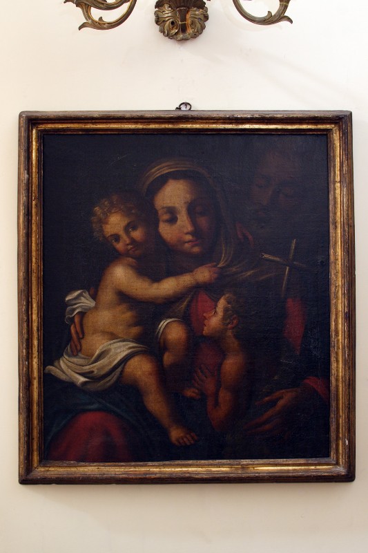 Ambito napoletano sec. XIX, Sacra famiglia con San Giovannino in olio su tela