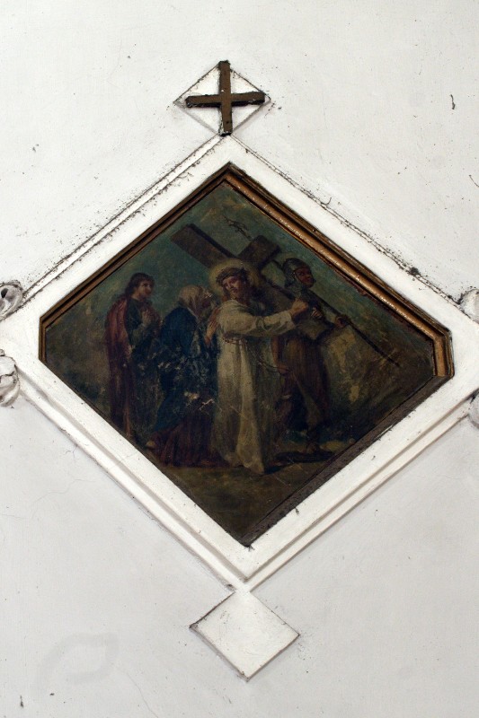 Ambito napoletano sec. XIX, Gesù Cristo incontra la Madonna in olio su tela