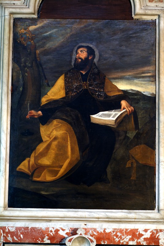 Ambito napoletano sec. XVII, Sant'Agostino in olio su tela