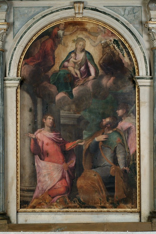 Maniera di Maganza A. sec. XVII, Madonna con Gesù Bambino e santi