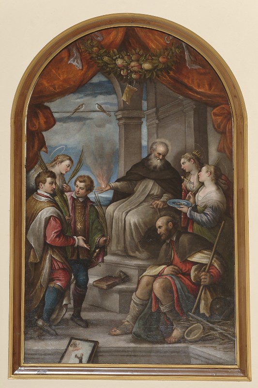 Dal Ponte F. sec. XVI, Sant'Antonio abate in trono e santi