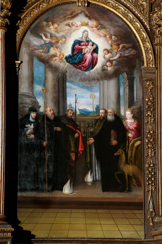 Attribuito a Dal Ponte J. sec. XVI, Madonna con Gesù Bambino e santi
