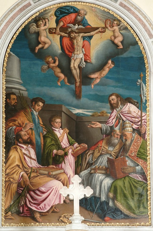 Attribuito a Dal Ponte J. sec. XVI, Trinità e santi