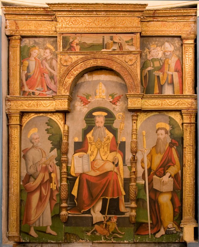 De Rossi G. (1552), Cornice del polittico di San Bernardo Abate tra i Santi