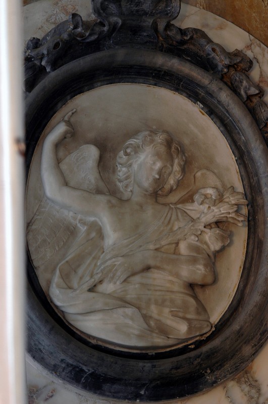 Bott. napoletana sec. XIX, San Gabriele arcangelo in marmo bianco scolpito