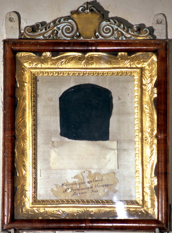 Ambito italiano sec. XX, Reliquiario Berretta di San Francesco de Geronimo