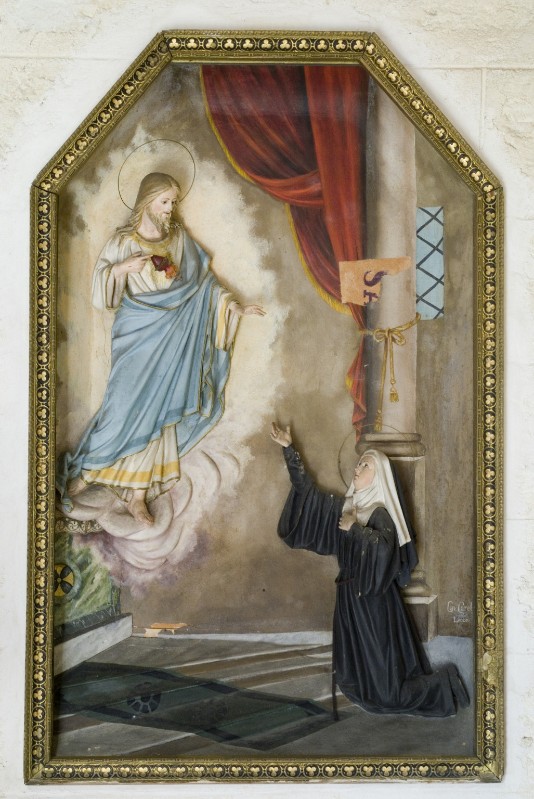 Caretta R. sec. XX, Bassorilievo con Santa Rita e Sacro Cuore di Gesù