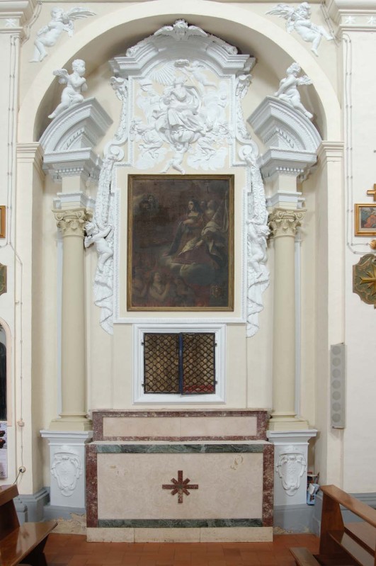 Bott. dell'Italia centr. sec. XVII, Altare laterale e cornice in stucco dipinto
