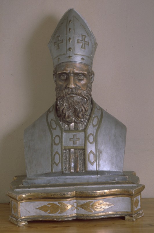 Bott. reggiana sec. XIX, Busto di San Prospero in legno dipinto
