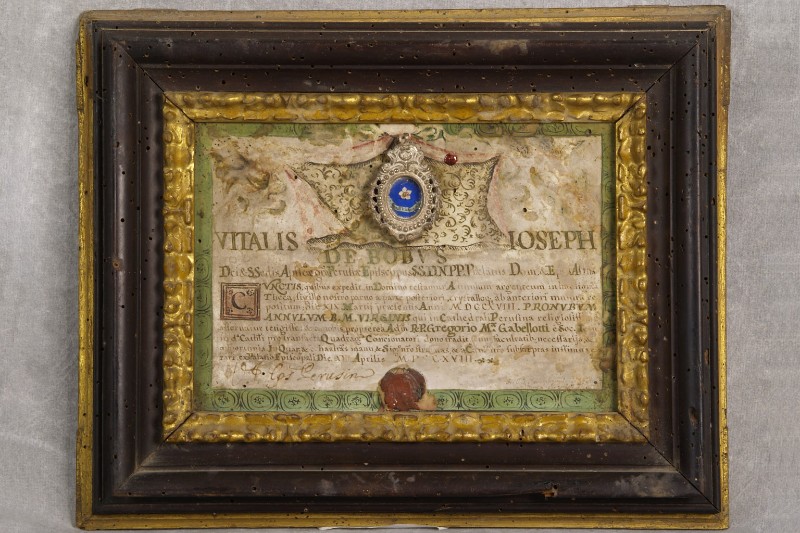 Bottega faentina sec. XVIII, Reliquiario dell'anello di Maria