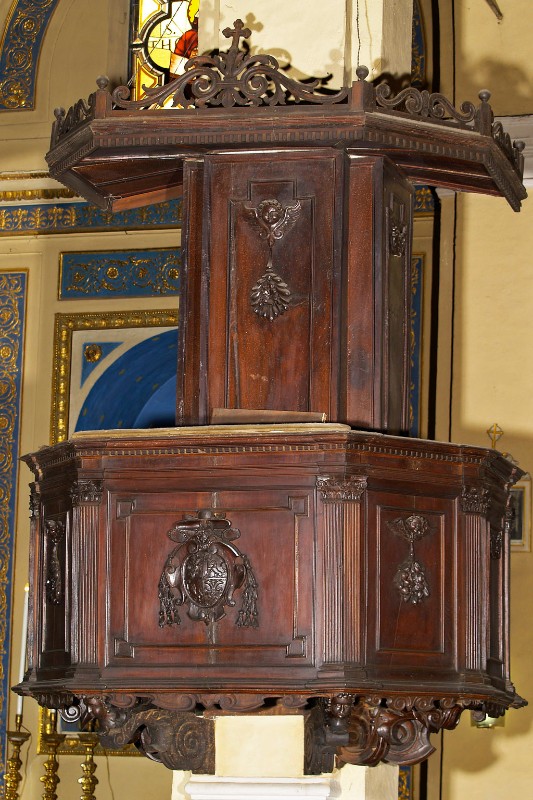 Bottega romagnola sec. XVII, Pulpito con stemma cardinalizio