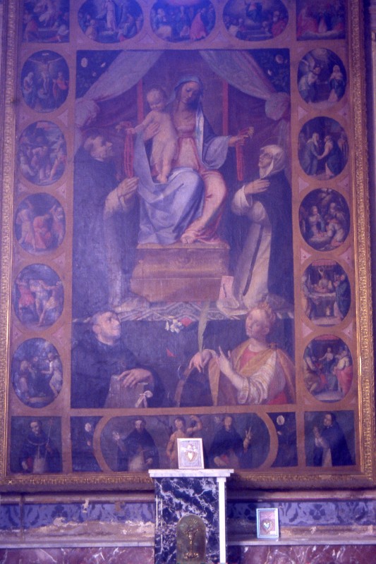 Scuola napoletana inizio sec. XVII, Madonna del Rosario e santi