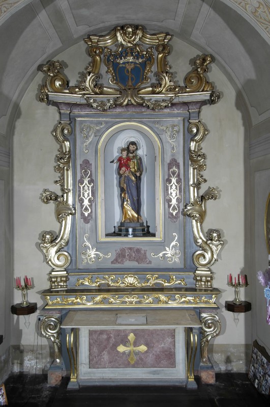 Bottega lombarda sec. XVII, Altare ligneo con emblema dei Servi di Maria