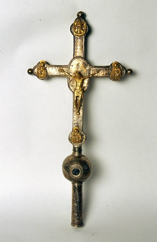 Bottega astigiana sec. XV, Croce astile con placchette figurate