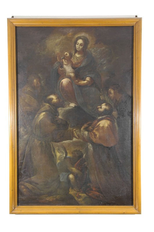 Bottega lombarda sec. XVIII, Madonna con Gesù Bambino, Santi e un devoto